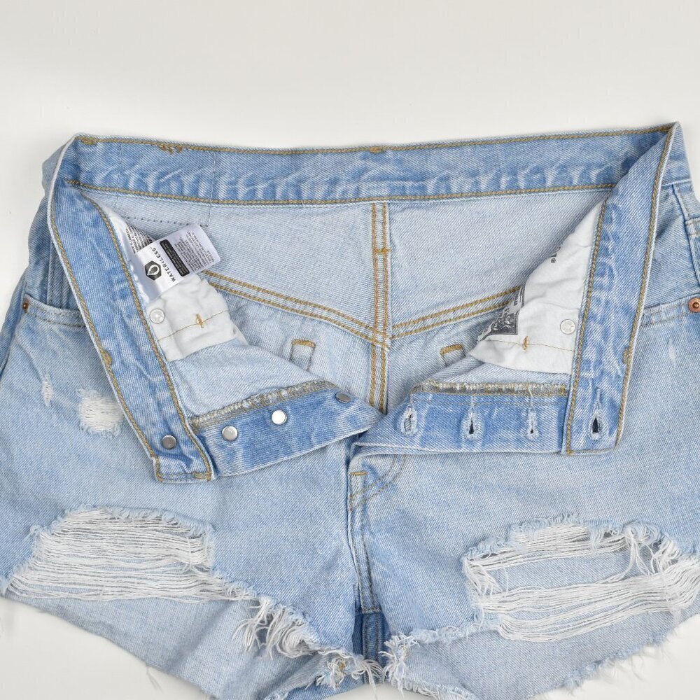 Levi's 501 Distressed Denim Jean Cut Off Shorts - 30 - Picture 6 of 9